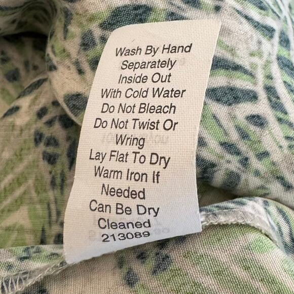 CAbi Tropical Leaf Print 3/4 Sleeve Faux Wrap Dress Small Style 280 - Picture 7 of 12